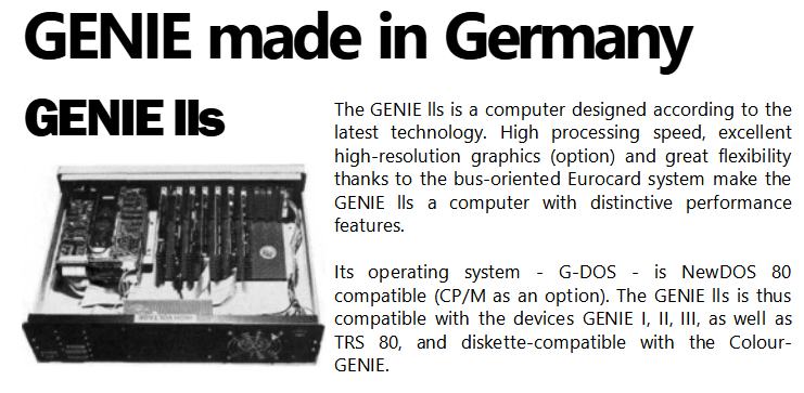Genie IIs short info 